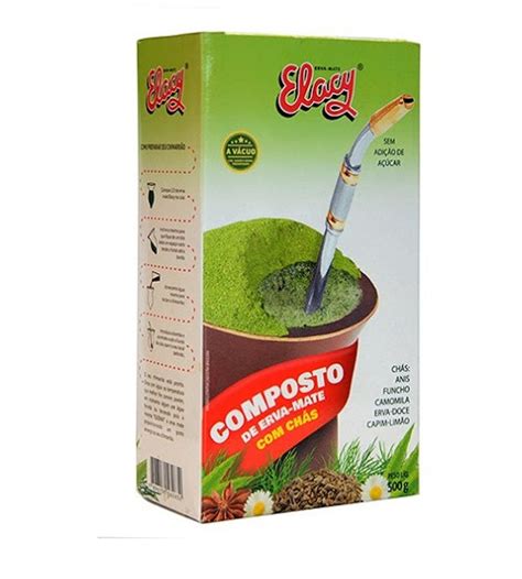 Erva Mate Chimarrão ELACY COMPOSTA CHÁS Gaúcho Vácuo 500g Mate in Box