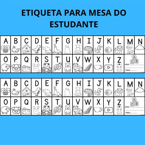 Etiqueta de mesa do alfabeto ordem numérica Professora Ana