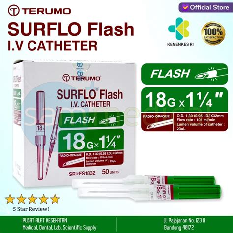 Jual Terumo Surflo Flash IV Catheter Jarum Infus 18G X 1 1 4 Satuan