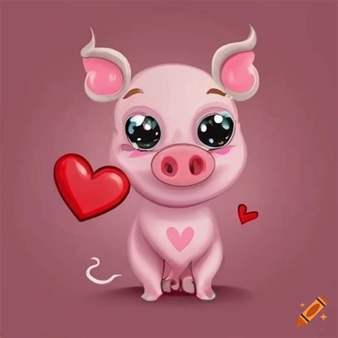 Adorable Pink Pig With Heart Shaped Eyes On Craiyon