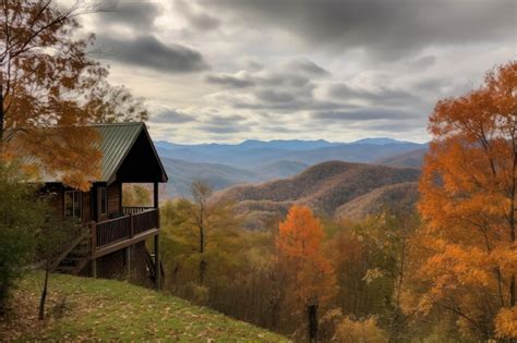 Premium Ai Image Cabin With View Of Breathtaking Mountain Range