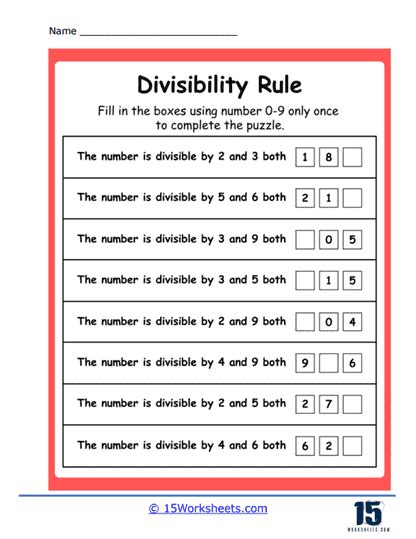 Divisibility Rules Worksheets 15