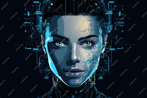 Premium Photo Vector Digital Technology Face Artificial Intelligence