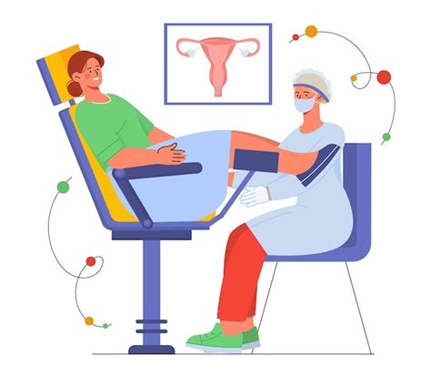 Premium Vector Woman At Gynecologist Examination Young Girl With Doctor Ovulation And