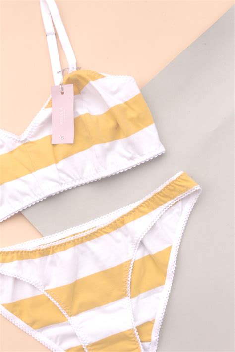 White And Yellow Cotton Lingerie Set Comfortable Organic Etsy
