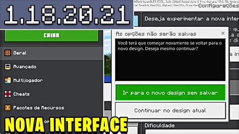 MINECRAFT PE 1 18 20 21 Nova Interface Paridades e Correções