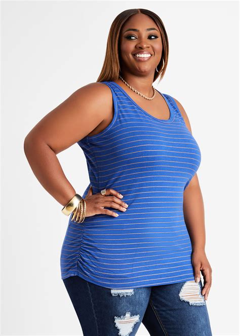 Plus Size Tank Top Sleeveless Ruched Ruching Basic Tank Top Everyday