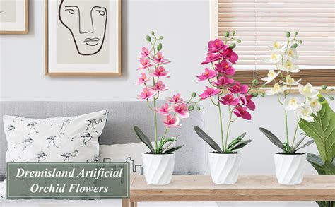 Amazon de Dremisland 3er Set Orchidee Kunstblume im Topf 38cm Weiß