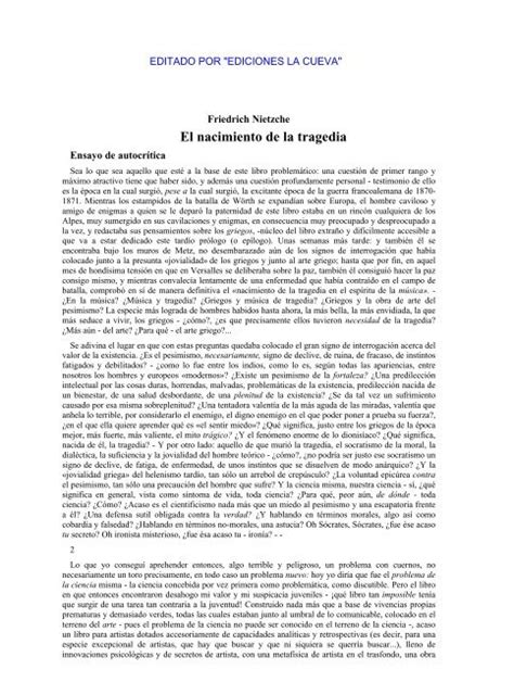 Nietzsche Friedrich El Nacimiento De La Tragedia Pdf