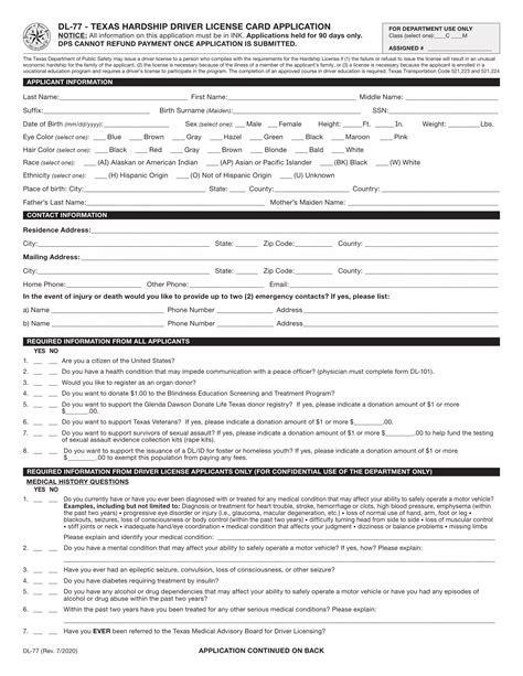 Texas From Dl Form Fill Out Printable Pdf Forms Online