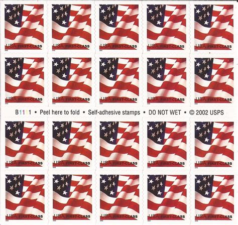 Us Stamp 2002 Flag Non Denominated Booklet Of 20 Stamps 3623a