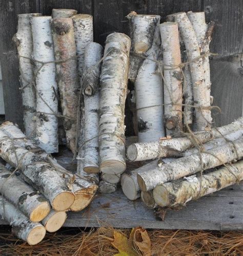 White Birch Logs Diameter Decorative By Therusticwoodshed