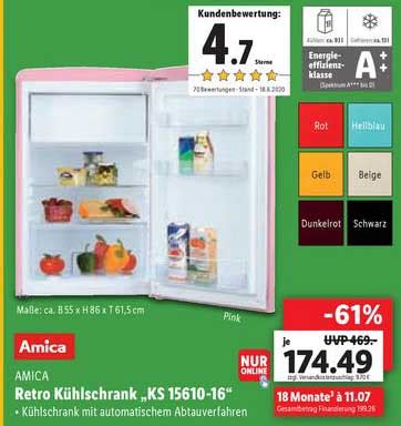 Amica Retro Kühlschrank ks 15610 16 Angebot bei Lidl 1Prospekte de