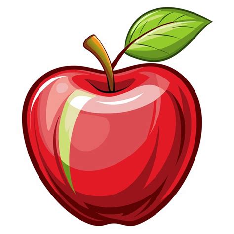 A Single Red Apple With A Green Leaf Premium AI Generated Vector