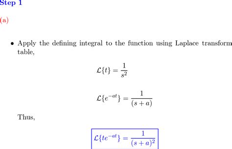 Find The Laplace Transform Of Each Of The Following Function Quizlet