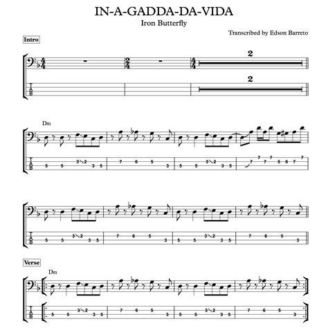 In A Gadda Da Vida Iron Butterfly Bass Transcription Score And Tab Lesson Edson Renato Vitti