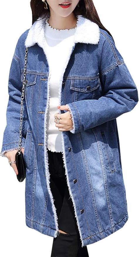 Kedera Womens Warm Sherpa Lined Long Denim Jean Jacket At Amazon Women