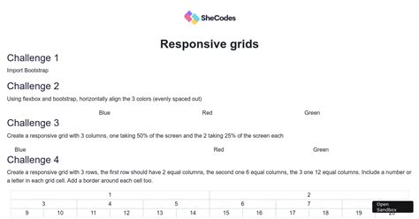 Responsive Grids Challenge Codesandbox