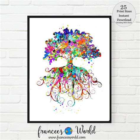 Tree Print Watercolor Art PRINTABLE Tree Decor Colorful Tree Home Decor ...