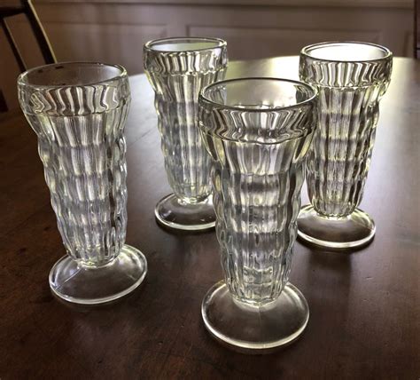 Vintage Glass Footed Parfait Glasses Set Of Cottage Style