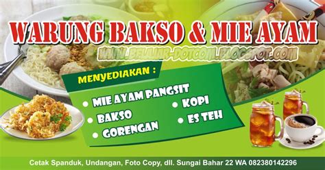 Download Desain Spanduk Warung Bakso Dan Mie Ayam Warna Hijau Format