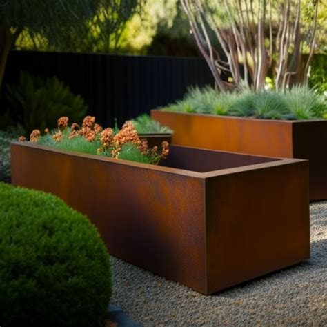 Corten Steel Trough Planter Stark Greensmith