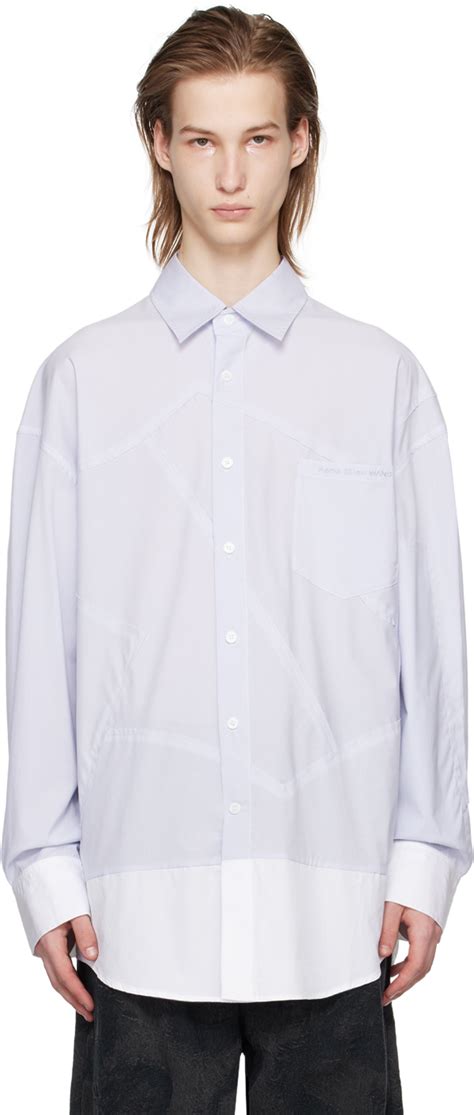 Feng Chen Wang Blue White Patchwork Shirt Feng Chen Wang