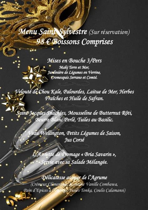 Menu Saint Sylvestre Restaurant La Virgule