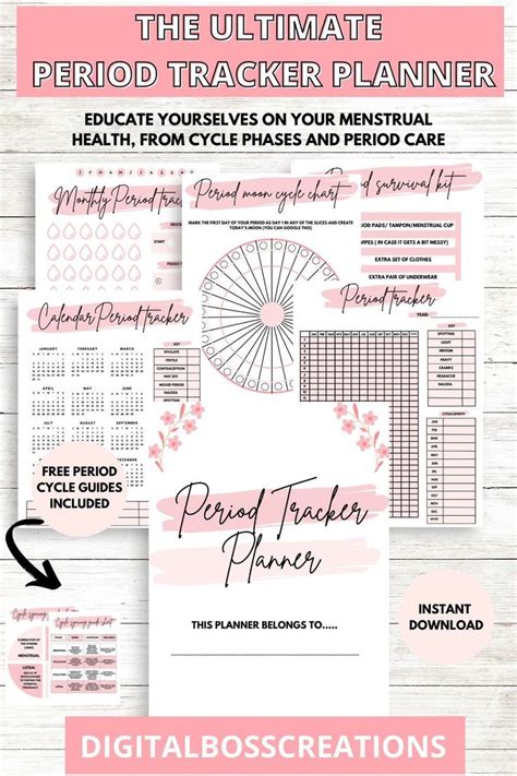 Pink Period Tracker Printable Planner Journal Your Periods Etsy Uk