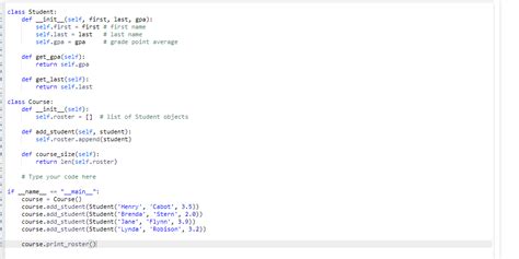 Solved Complete The Course Class By Implementing The Chegg