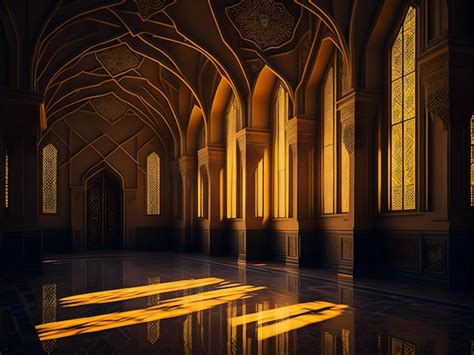 Premium AI Image | a beautiful golden mosque interior