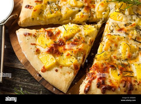 Homemade Potato Rosemary Pizza With Mozzarella Cheese Stock Photo Alamy