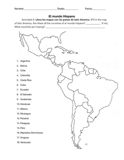 Mapping Latin America Worksheet Spanish Speaking Countries Map How To Speak Spanish Spanish