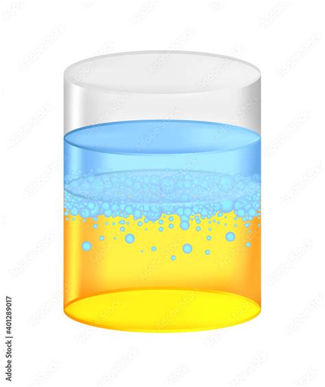 Vector Scientific Illustration Of Water In Oil Two Immiscible Liquids