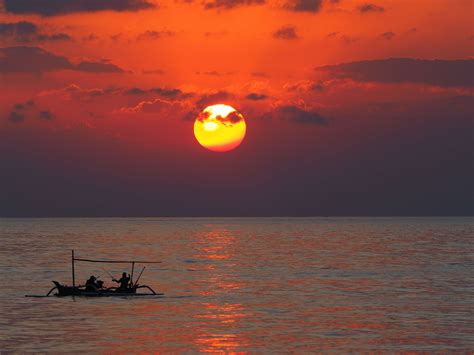 Afterglow Boats Bright Red Clouds Evening Evening Sky Fischer