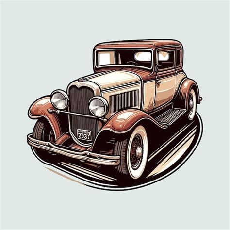 Classic Vintage Car Vector Art Illustration Design Best For Automotive