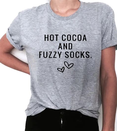 Hot Cocoa And Fuzzy Socks Women Tshirts Cotton Casual Funny T Shirt For