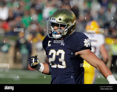 Notre Dame Linebacker Drue Tranquill Reacts During The Second Half