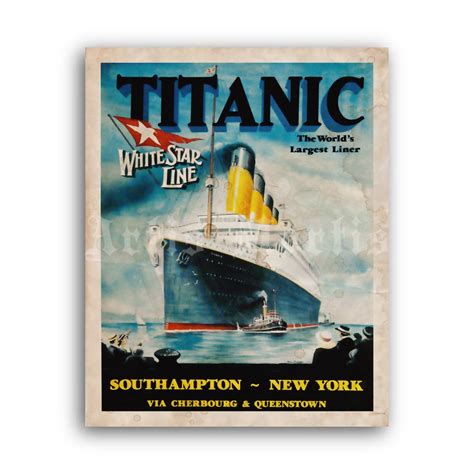 Printable Rms Titanic White Star Line Vintage Advertisement Poster