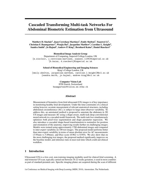 Pdf Cascaded Transforming Multi Task Networks For Abdominal Biometric