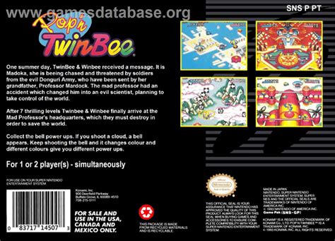 Pop N Twinbee Nintendo Snes Artwork Box Back