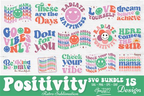 Positivity Retro Svg Bundle Graphic By Hkartist Creative Fabrica