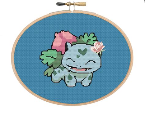 Hello Petal Ivysaur Pokemon Cross Stitch Digital Pattern Etsy