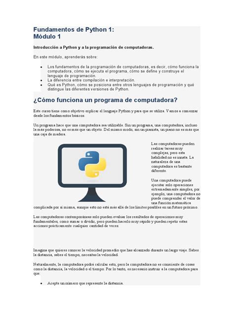 Fundamentos De Python 1 Pdf Lenguaje De Programación Python