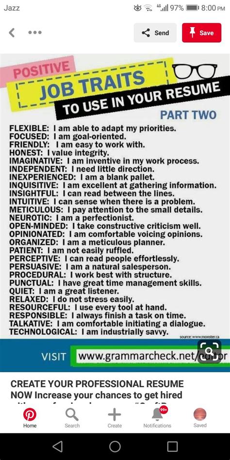 Pin by Amber on Resume tips | Job resume, Positive traits, Resume tips