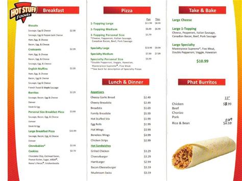 Menu at Hot Stuff Pizza pizzeria, Gering