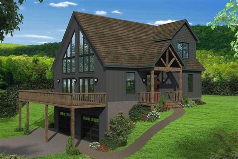 Two Story Mountain House Plan With Vaulted Master Loft 68623vr