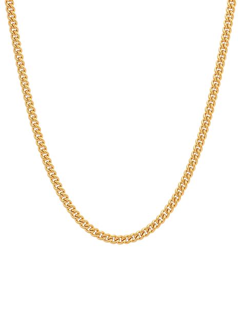 Men's Stainless Steel Gold-Tone 24" Flat Curb Chain Necklace - Mens ...