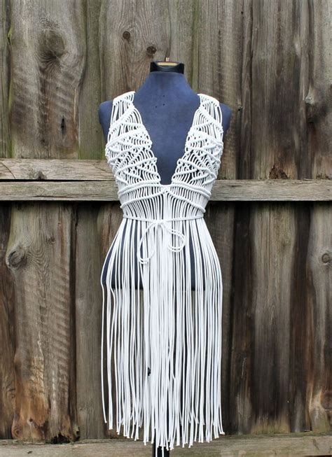 Macrame Dress Long Fringe Sleeveless Top Boho Chic Etsy Macrame