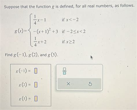 Solved Suppose That The Function G Is Defined For All Real Numbers